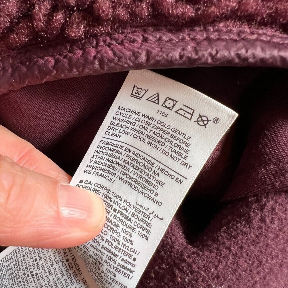 Athleta Cozy Sherpa Snap Sweatshirt Size XS Burgundy Fleece Comfy Travel Active - Picture 11 of 11